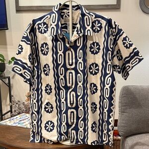 Pataloha Navy and White Patterned Men's Shirt Limited Edition 2005